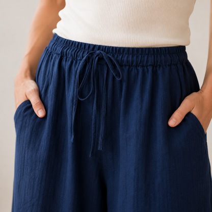 Pantalón Palazzo Alva – Pierna Ancha con Cinturón Anudado