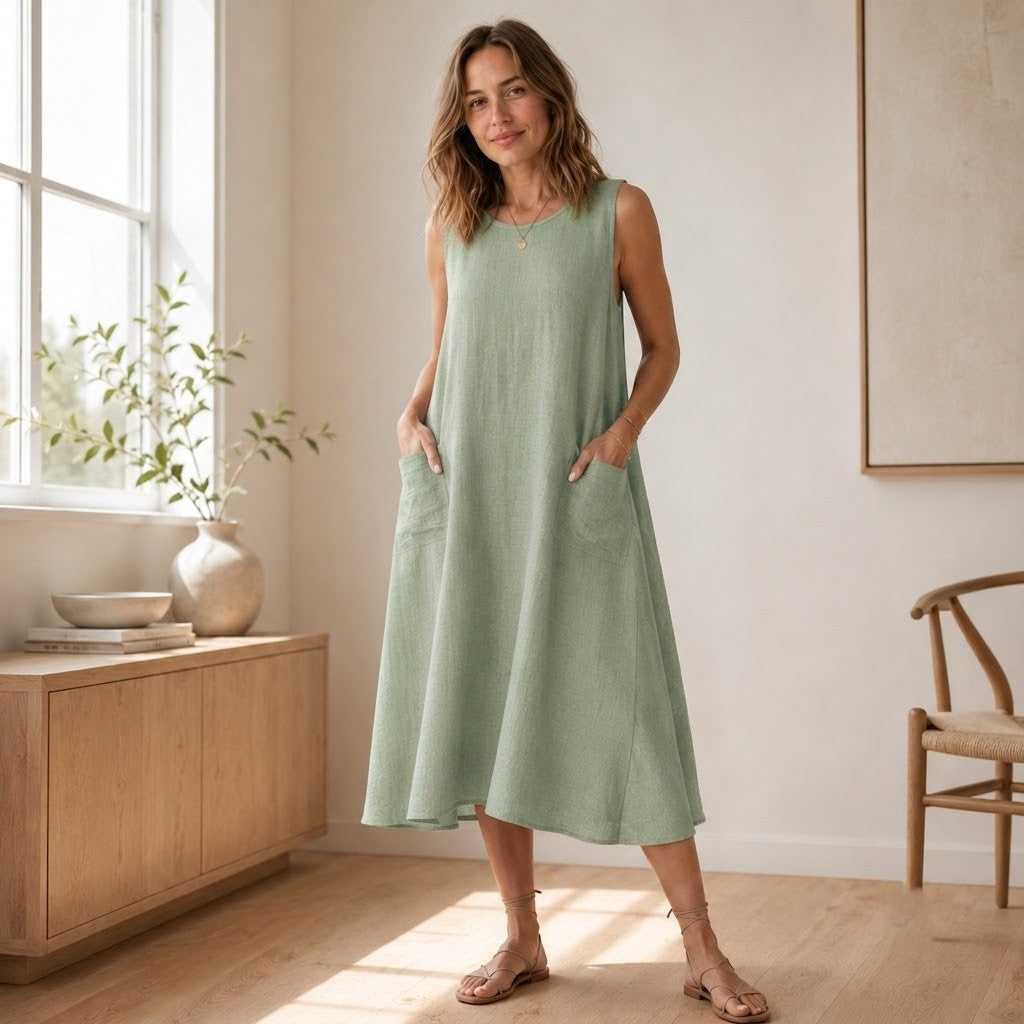 Vestido de Verano Wilma – Sin Mangas de Corte A-Line