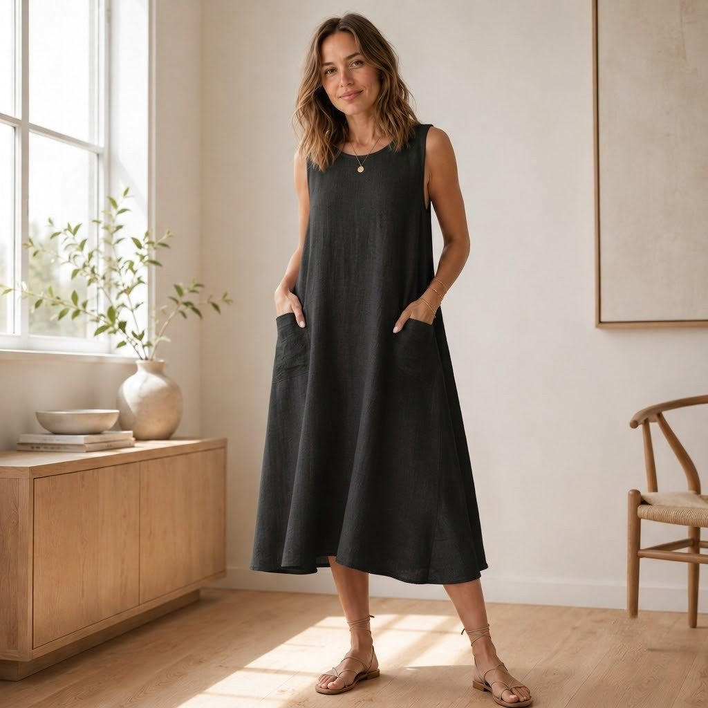 Vestido de Verano Wilma – Sin Mangas de Corte A-Line