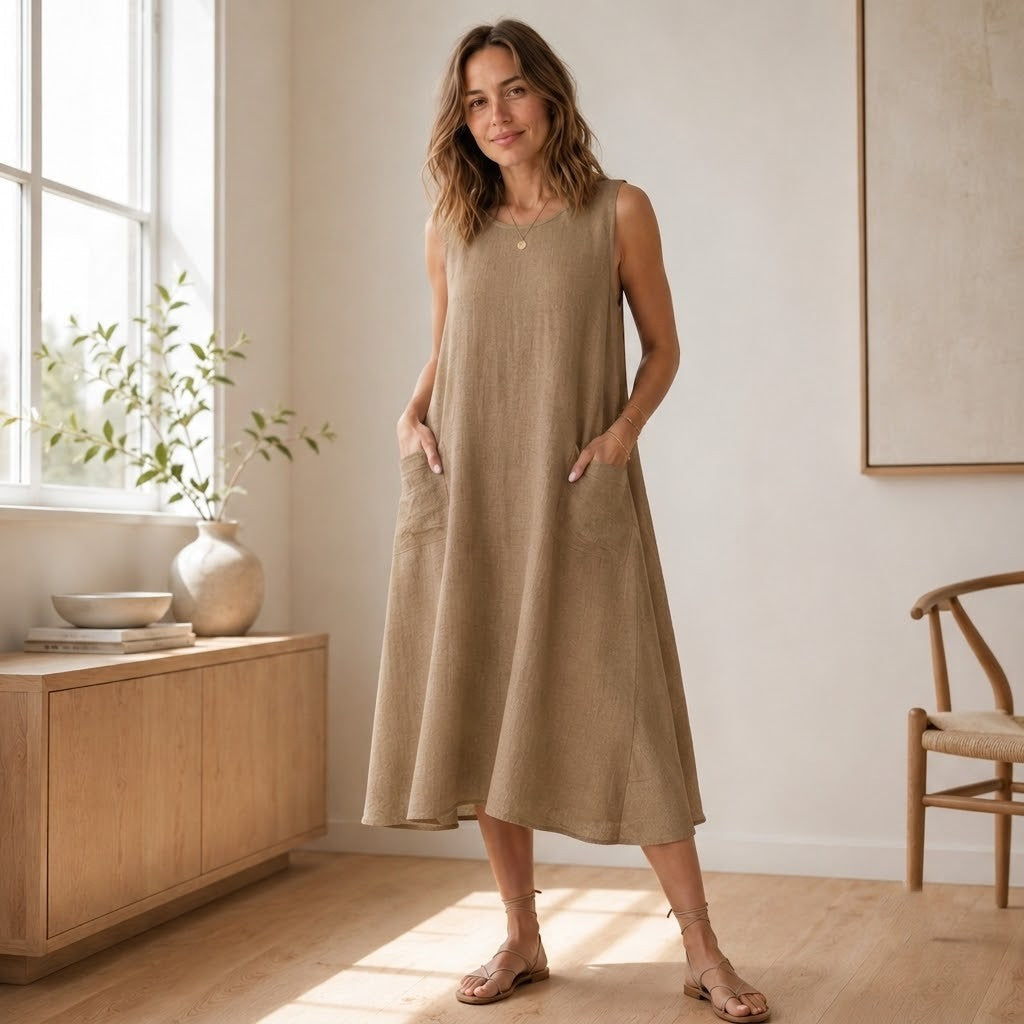Vestido de Verano Wilma – Sin Mangas de Corte A-Line